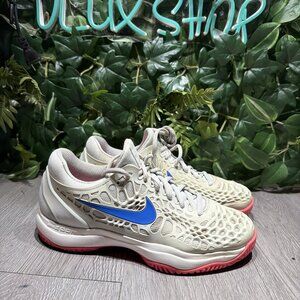 Nike Air Zoom Cage 3 HC Low Tennis Shoes Gray Pink Blue 918199-003 Womens Sz 9